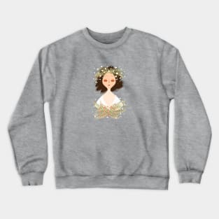 Cute little girl with flowers. Crewneck Sweatshirt